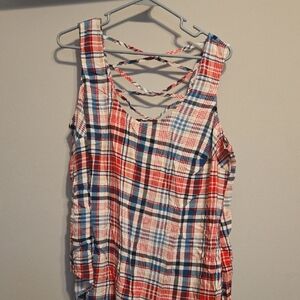 Torrid Plaid Sleeveless Criss Cross Back Women's Top